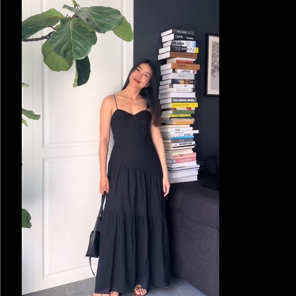 Zara Black long Bustier tiered Dress